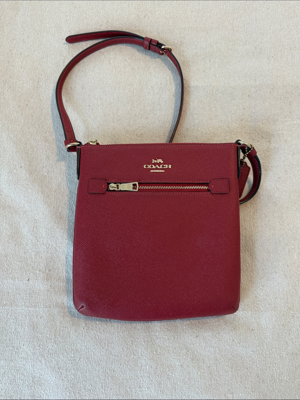 COACH Red Mini Rowan File Bag - Picture 2 of 8